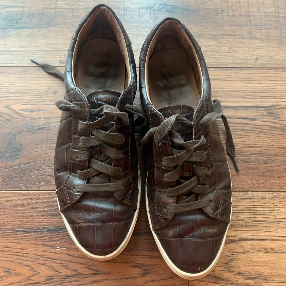 Nordstrom Brown Faux Leather Croc Embossed Tennis Shoes
